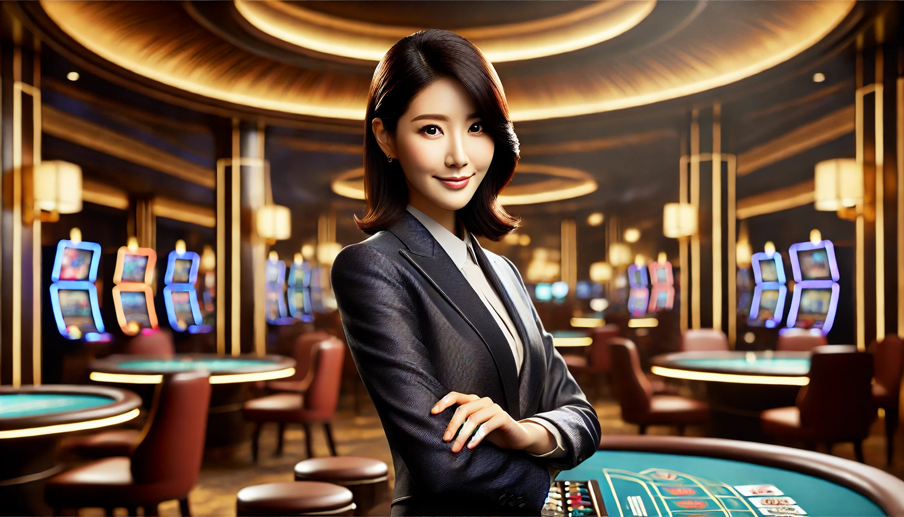 DALL·E 2024-10-25 14.50.30 - A professional Korean female casino dealer standing confidently ...webp